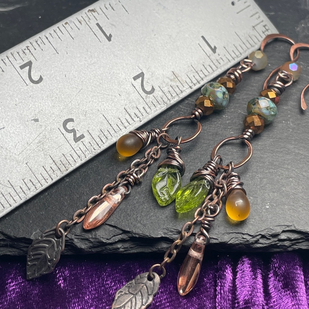 Rustic Copper Leaf Earrings | Woodland Fairycore Jewelry | Artisan - Picture 15 of 15